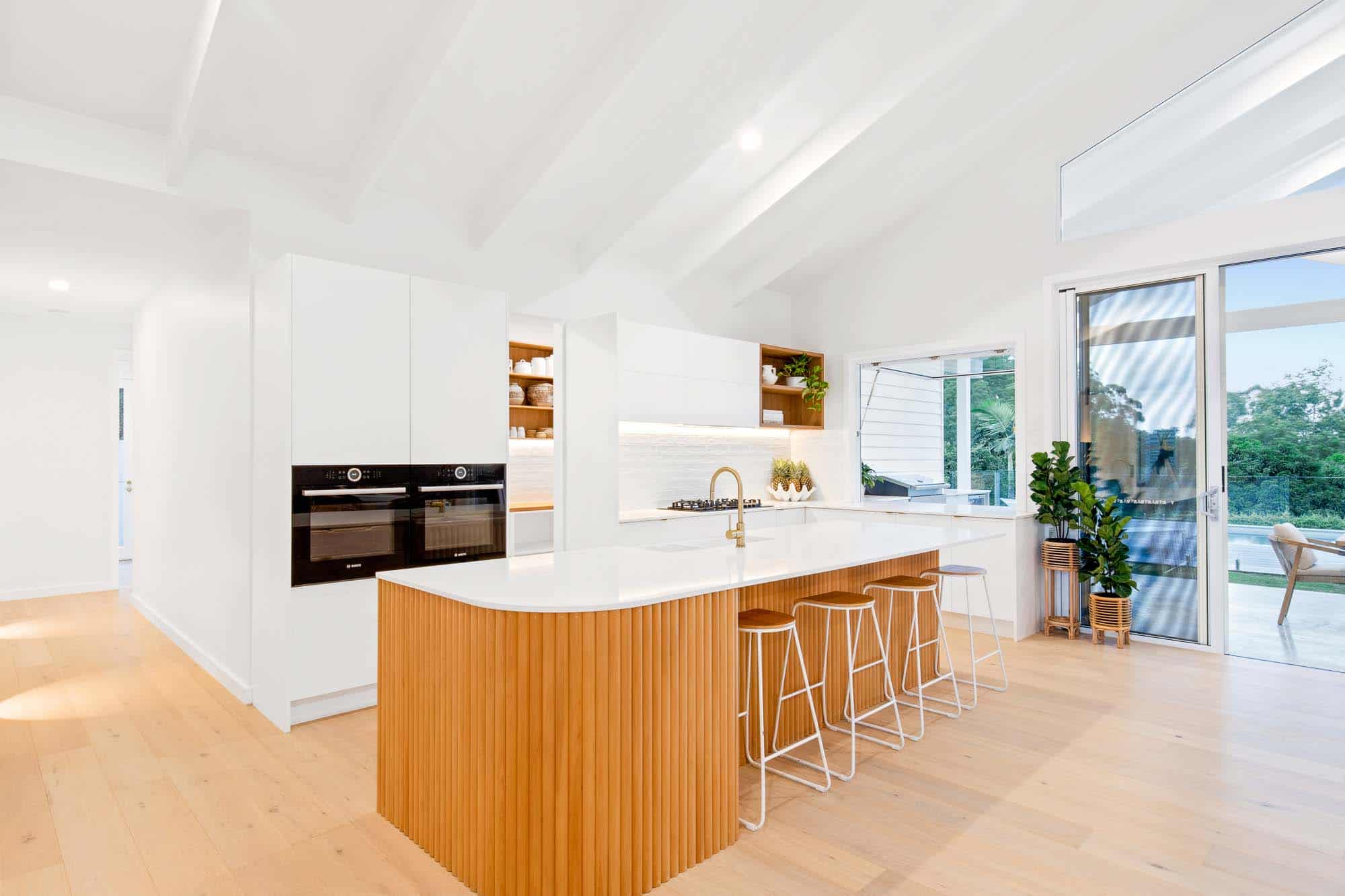 Kitchen with timber island bench