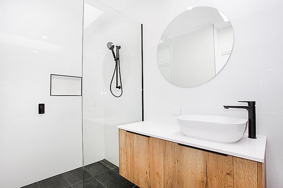 Bathroom with timber vanity